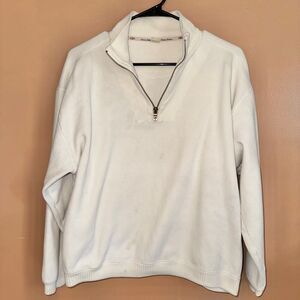 Tommy Bahama Vintage Men's White Cream Cotton 1/4 Zip Sweater Size Medium